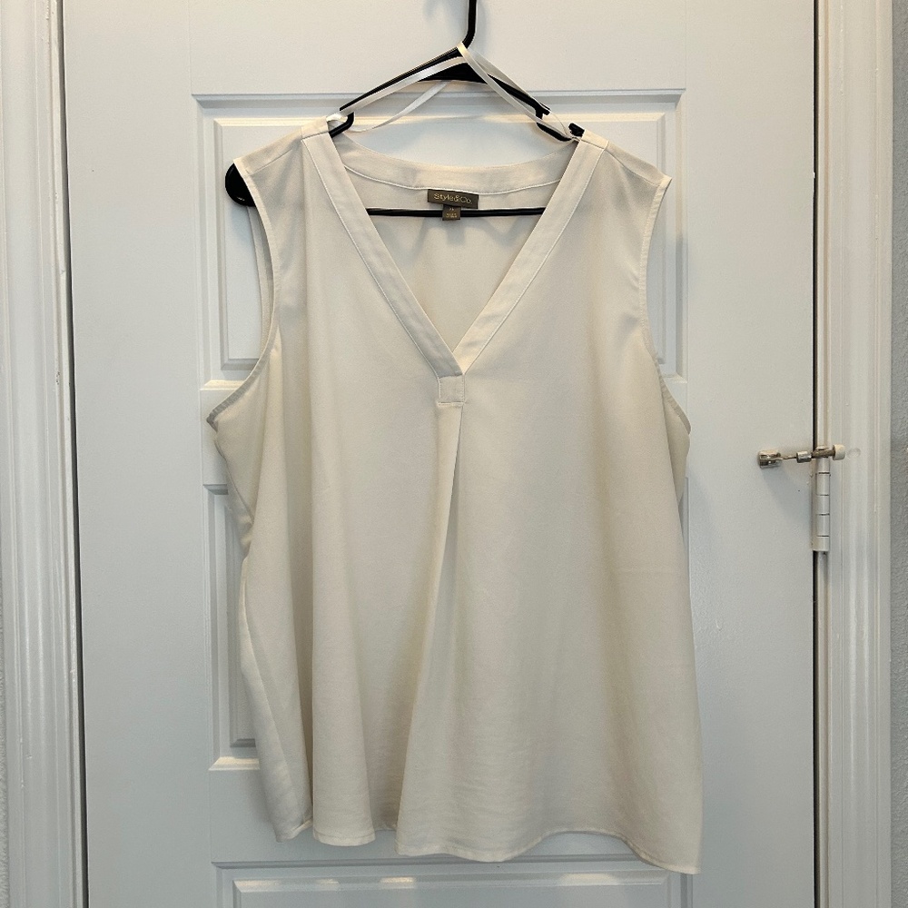 Style & Co Ivory Sleeveless Top